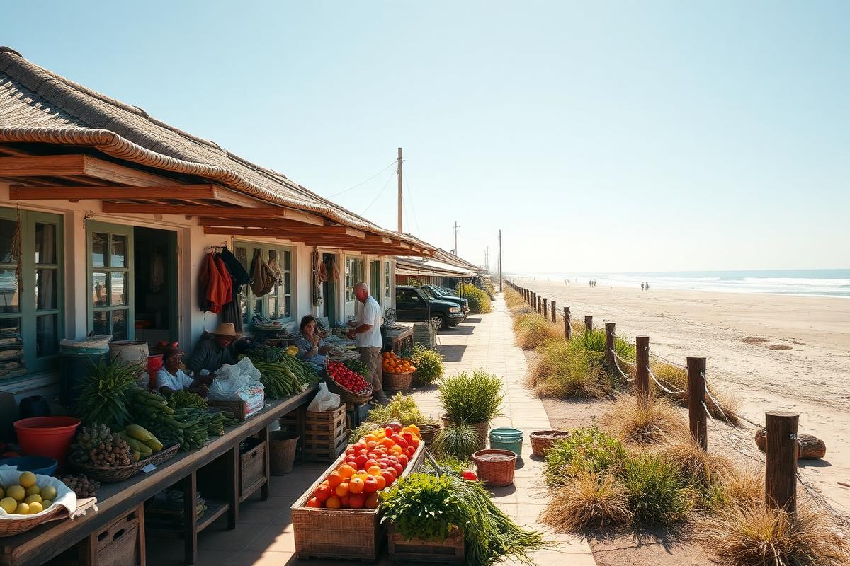 Sedgefield village market stalls beside the beach